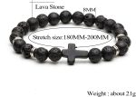 Softones 4PCS Cross Beads Bracelet for Men Women 8mm Healing Lava Stone Stretch Bracelets,7.5" - Image 6